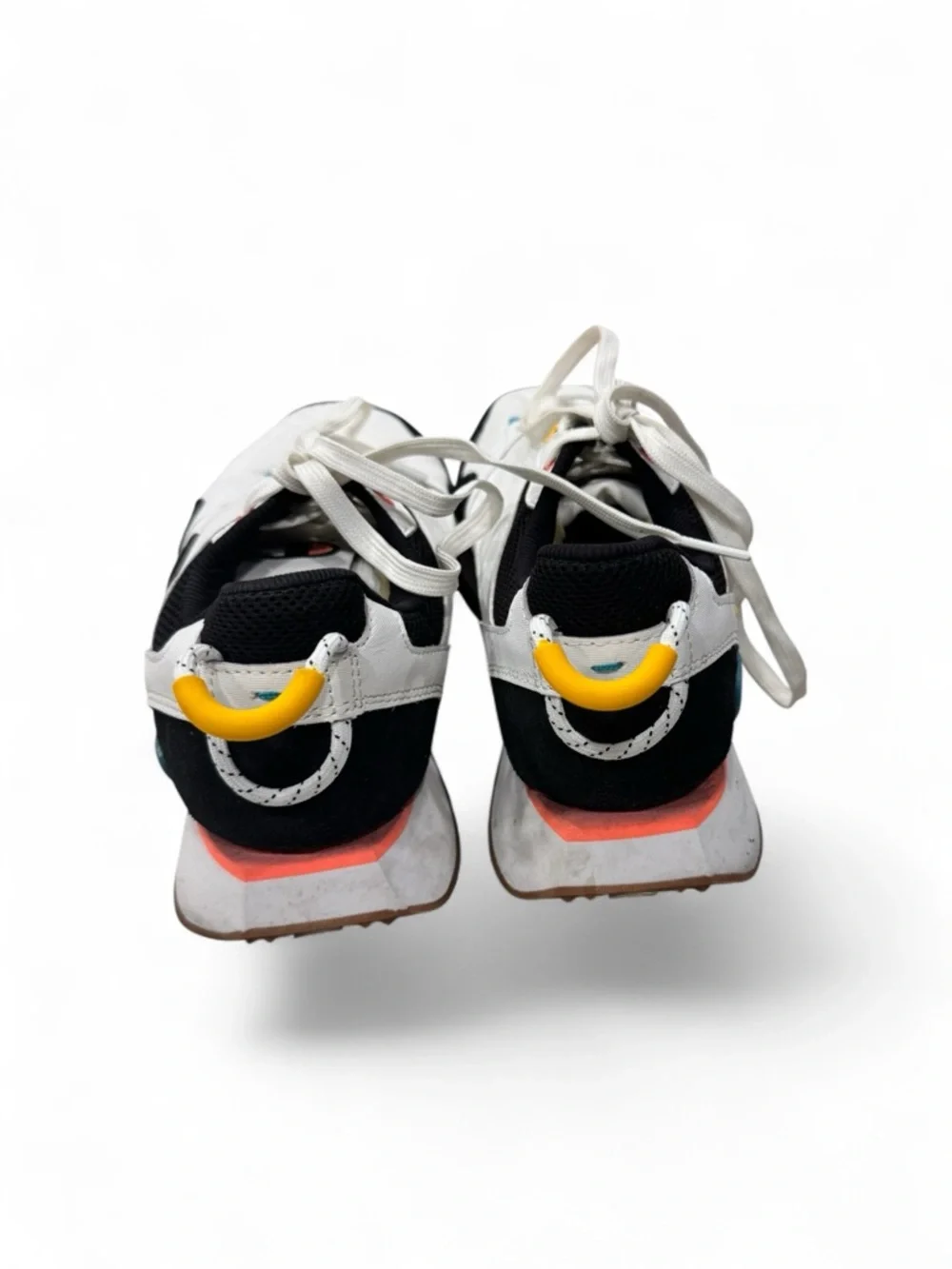 Champion White Black‎ Retro Runner Sneakers with Blue and Yellow Accents